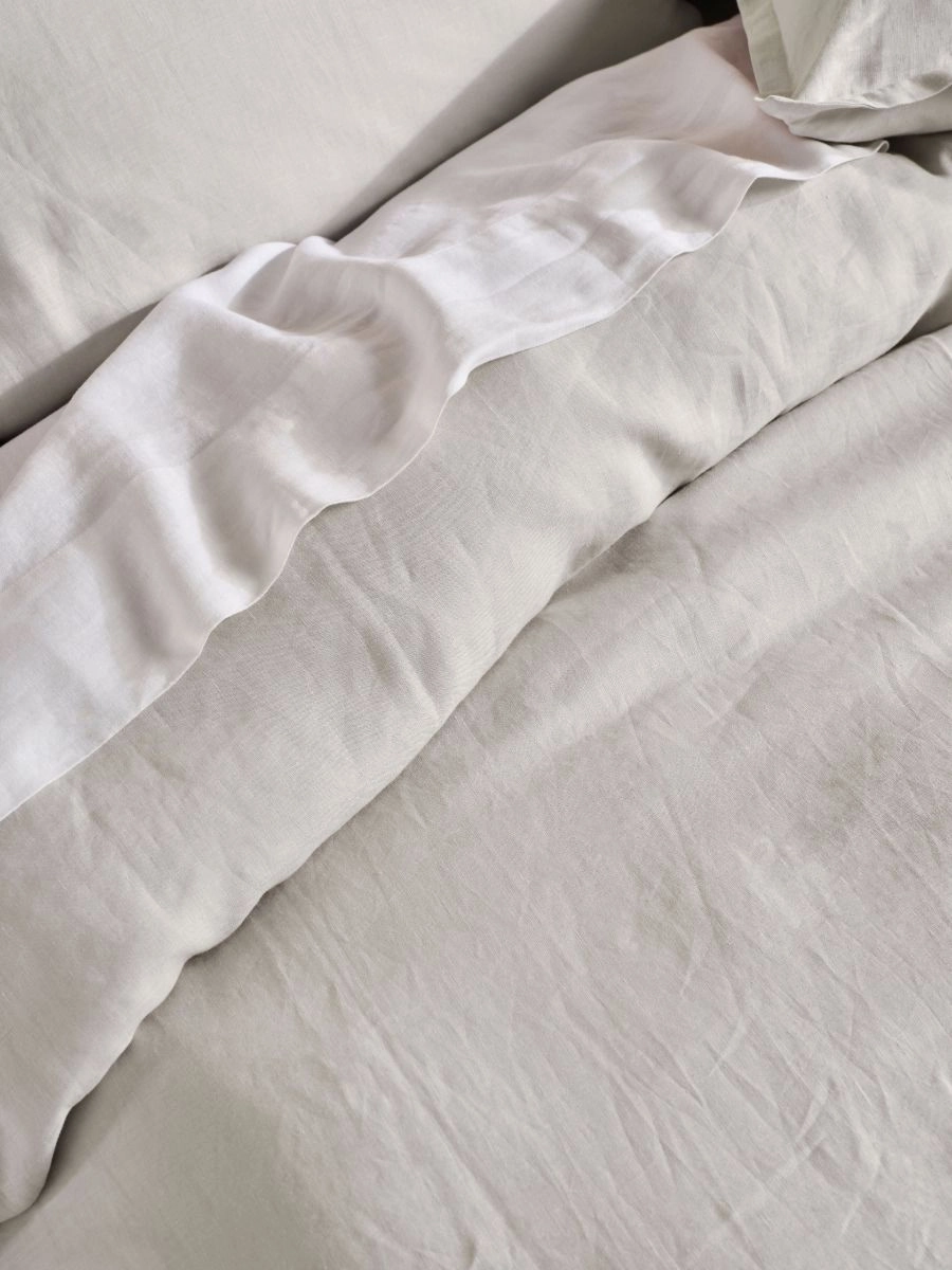 Nimes Linen Quilt Cover Set Range Pale Grey