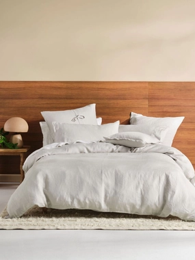 Nimes Linen Quilt Cover Set Range Pale Grey