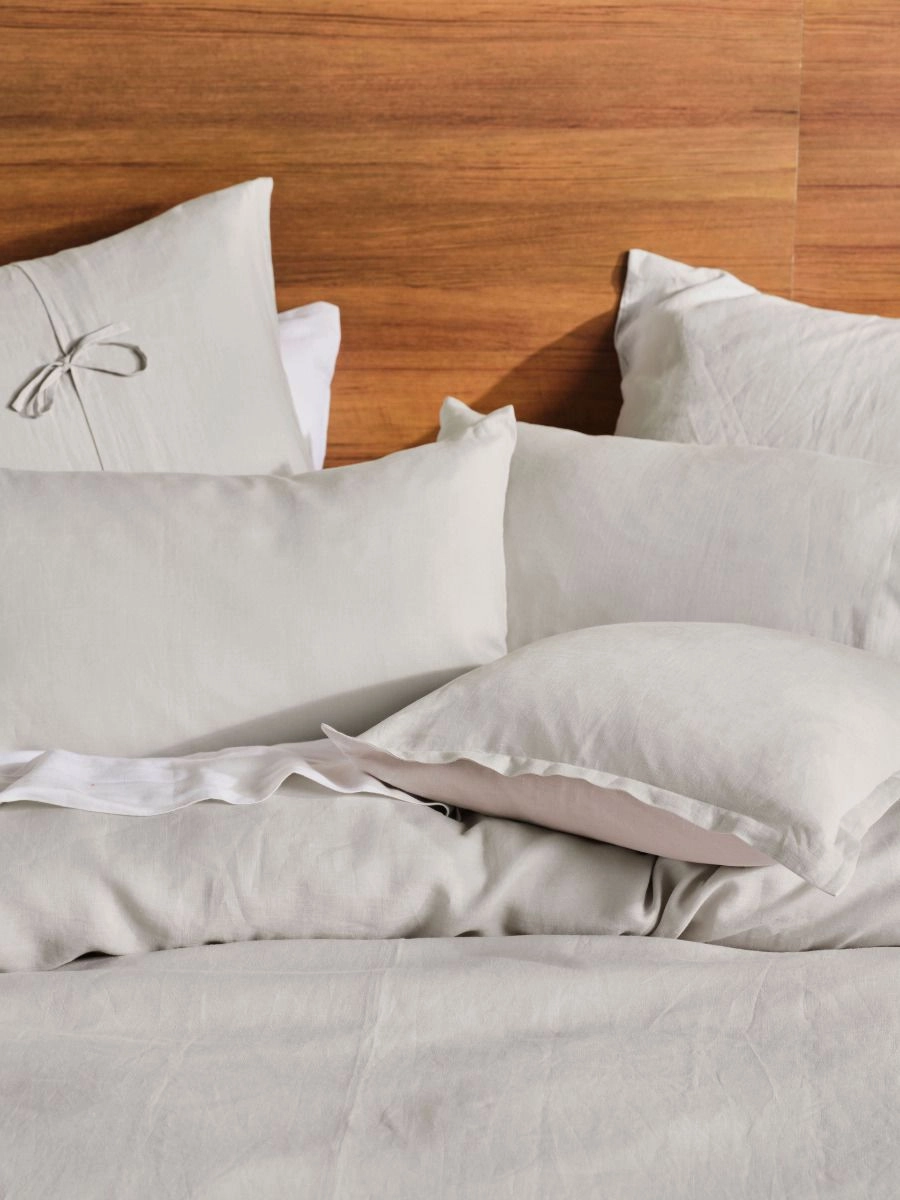 Nimes Linen Quilt Cover Set Range Pale Grey