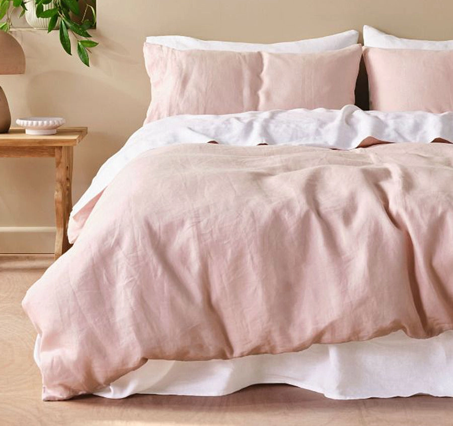 Nimes Linen Quilt Cover Set Range Rose Pink
