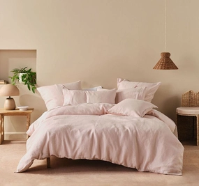 Nimes Linen Quilt Cover Set Range Rose Pink