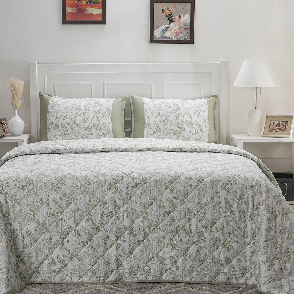 Optimist Bloom Tropical Texture 4PC Quilt/Quilted Bed Cover Set