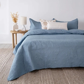 Paisley Coverlet Set By Bambury - Blue