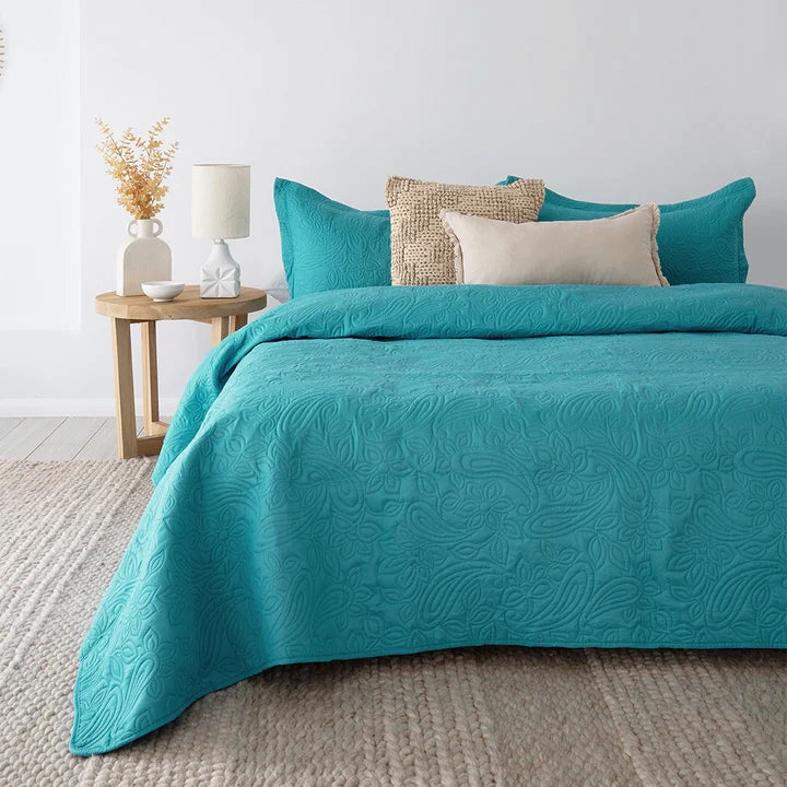 Paisley Coverlet Set By Bambury - Peacock