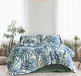 Paradise Palms Quilt Cover Set Range Blue