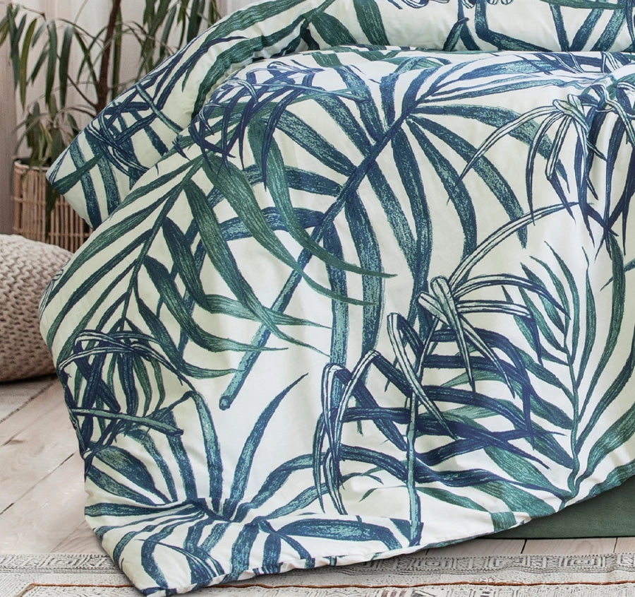 Paradise Palms Quilt Cover Set Range Blue