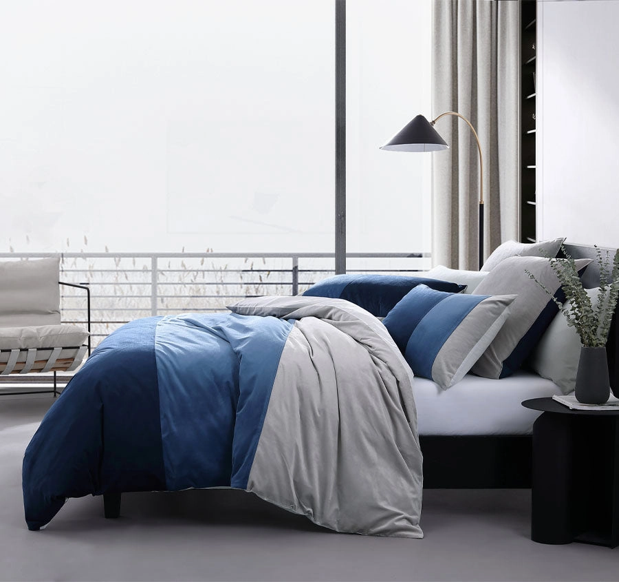 Parker Quilt Cover Set Range Blue