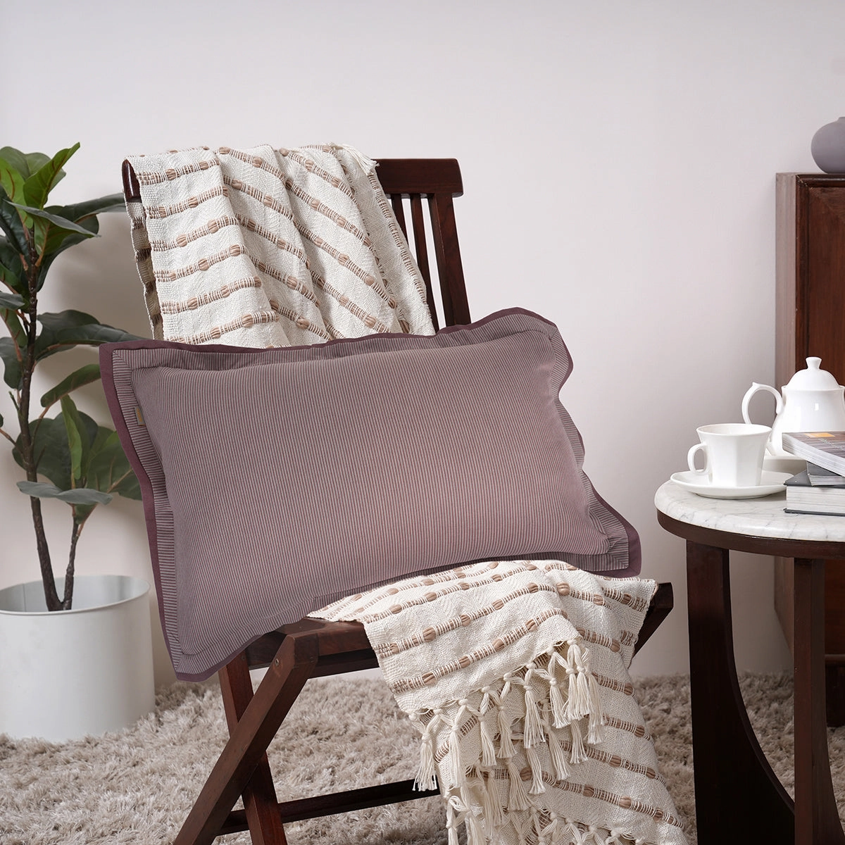 Pin Stripe Made With Egyption Cotton Ultra Soft Red Cushion Cover