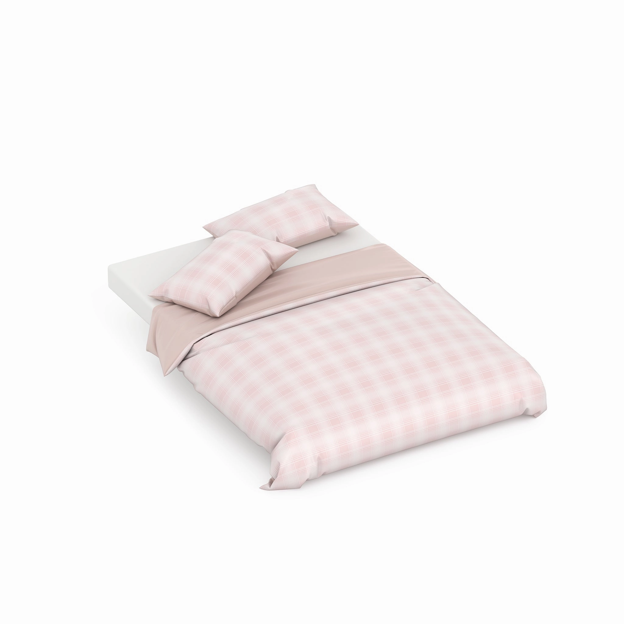 Pink Plaid Double Quilt Cover Set