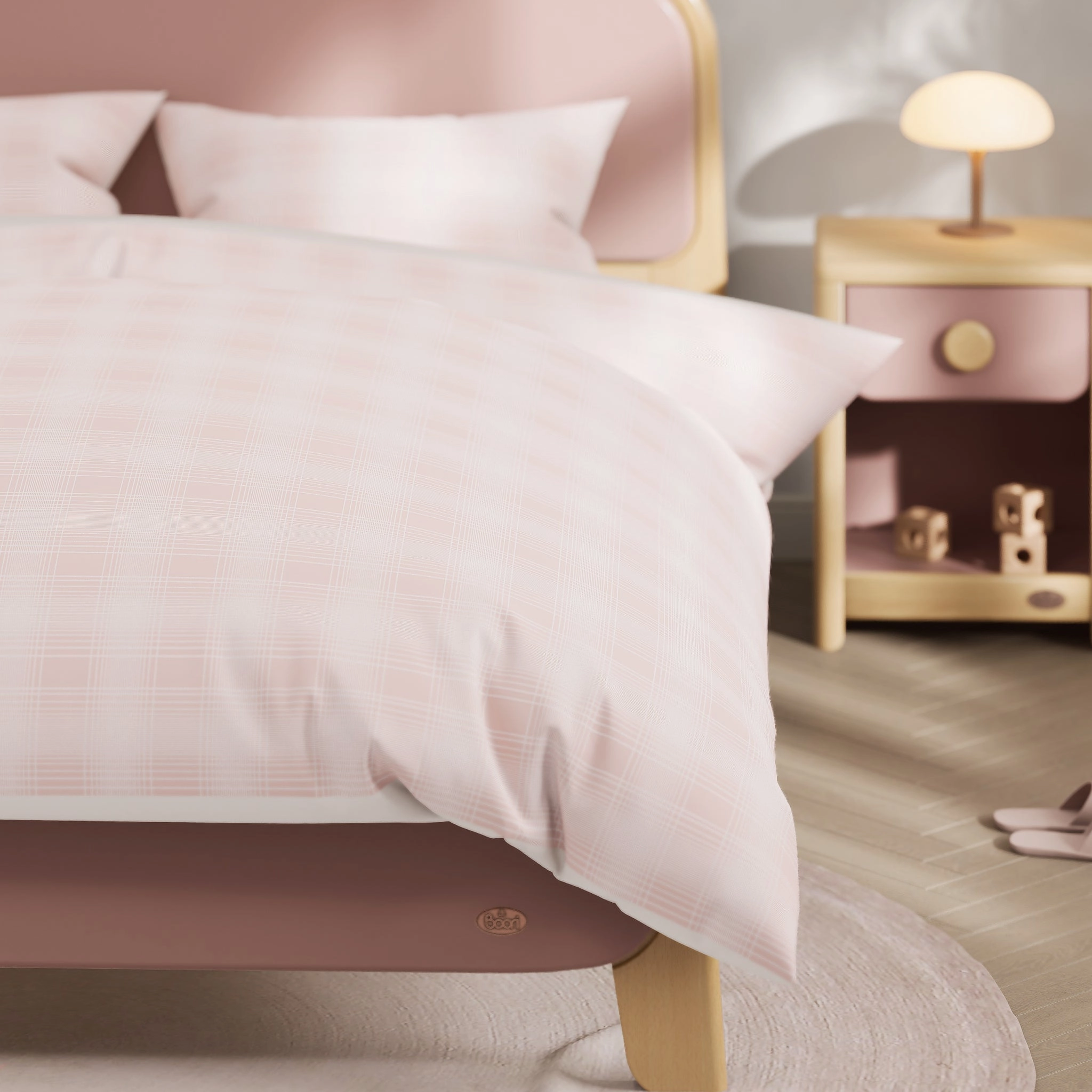Pink Plaid Queen Quilt Cover Set