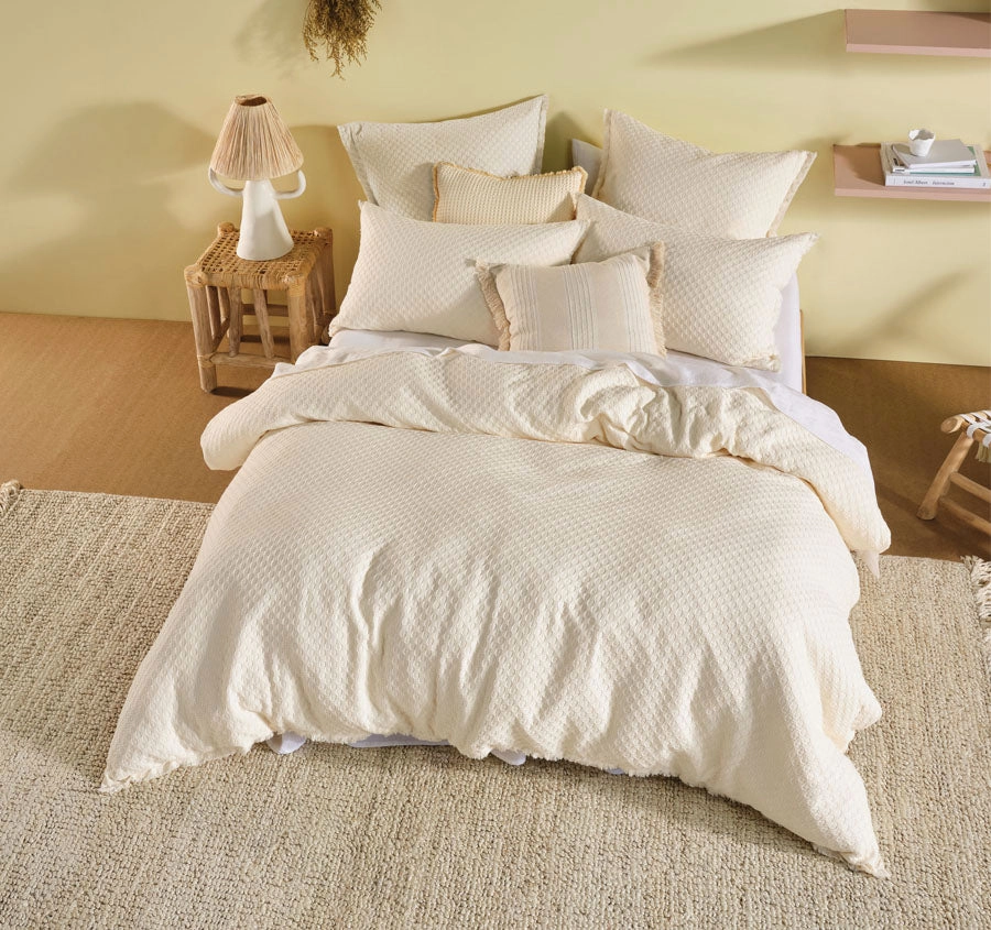 Raquelle Quilt Cover Set Range Vanilla