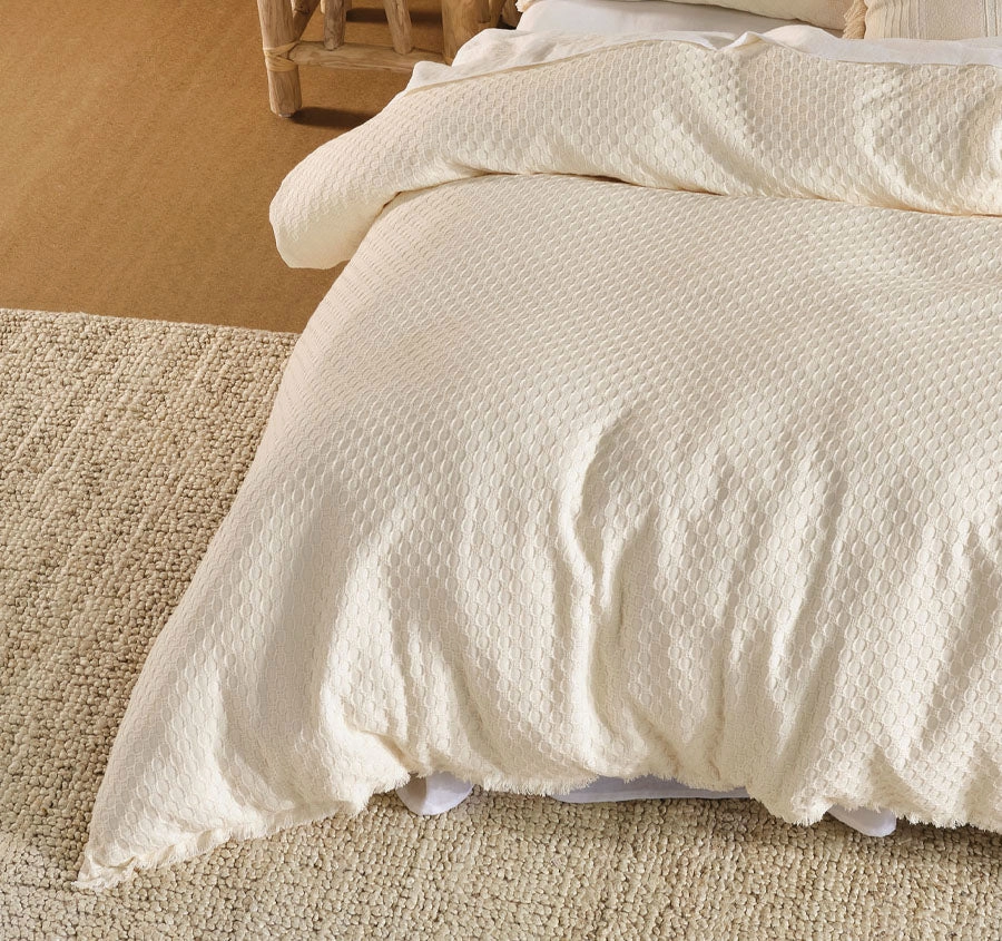 Raquelle Quilt Cover Set Range Vanilla