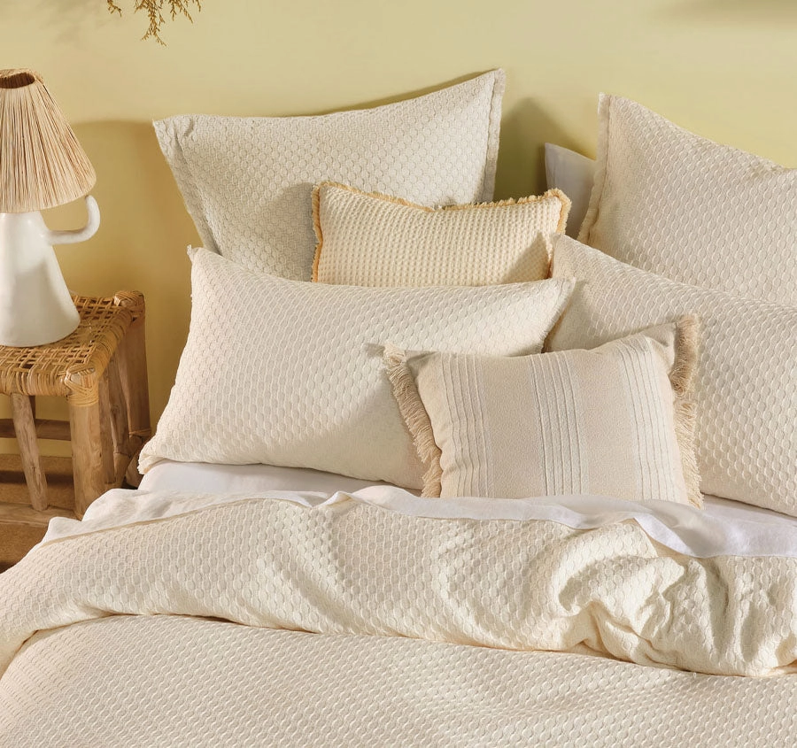 Raquelle Quilt Cover Set Range Vanilla