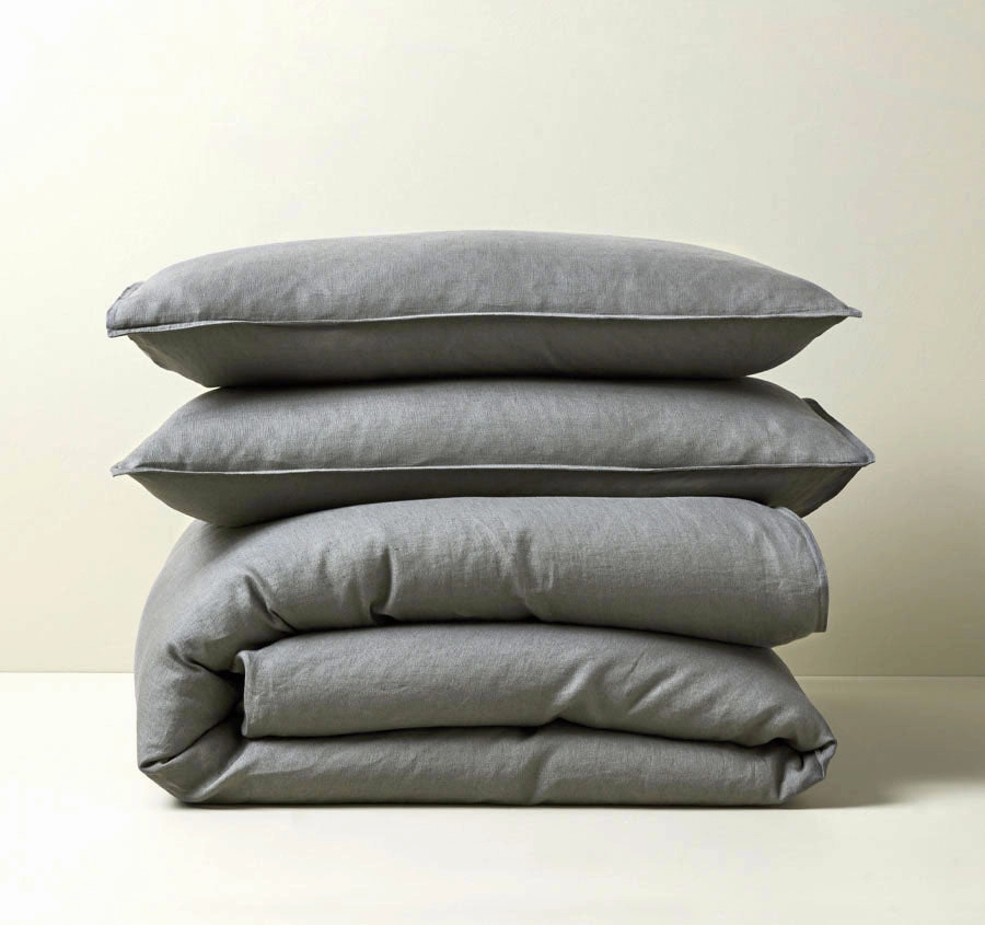 Ravello Linen Quilt Cover Range Charcoal