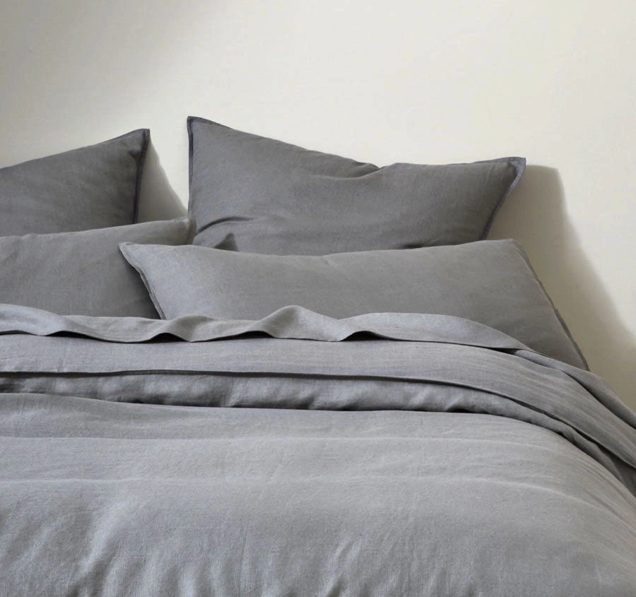 Ravello Linen Quilt Cover Range Charcoal