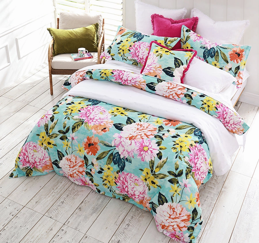 Ravello Quilt Cover Set Range Aqua