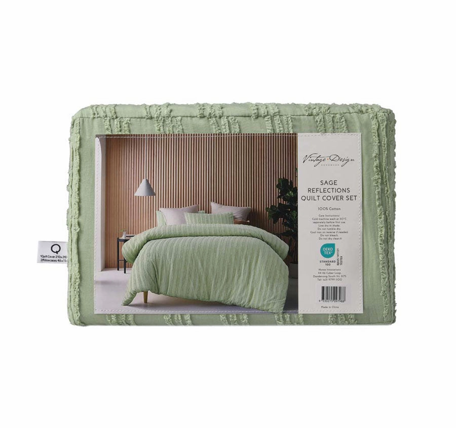 Reflections Quilt Cover Set Range Sage