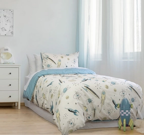 Rocket Boy Quilt Cover Set Range Chambray