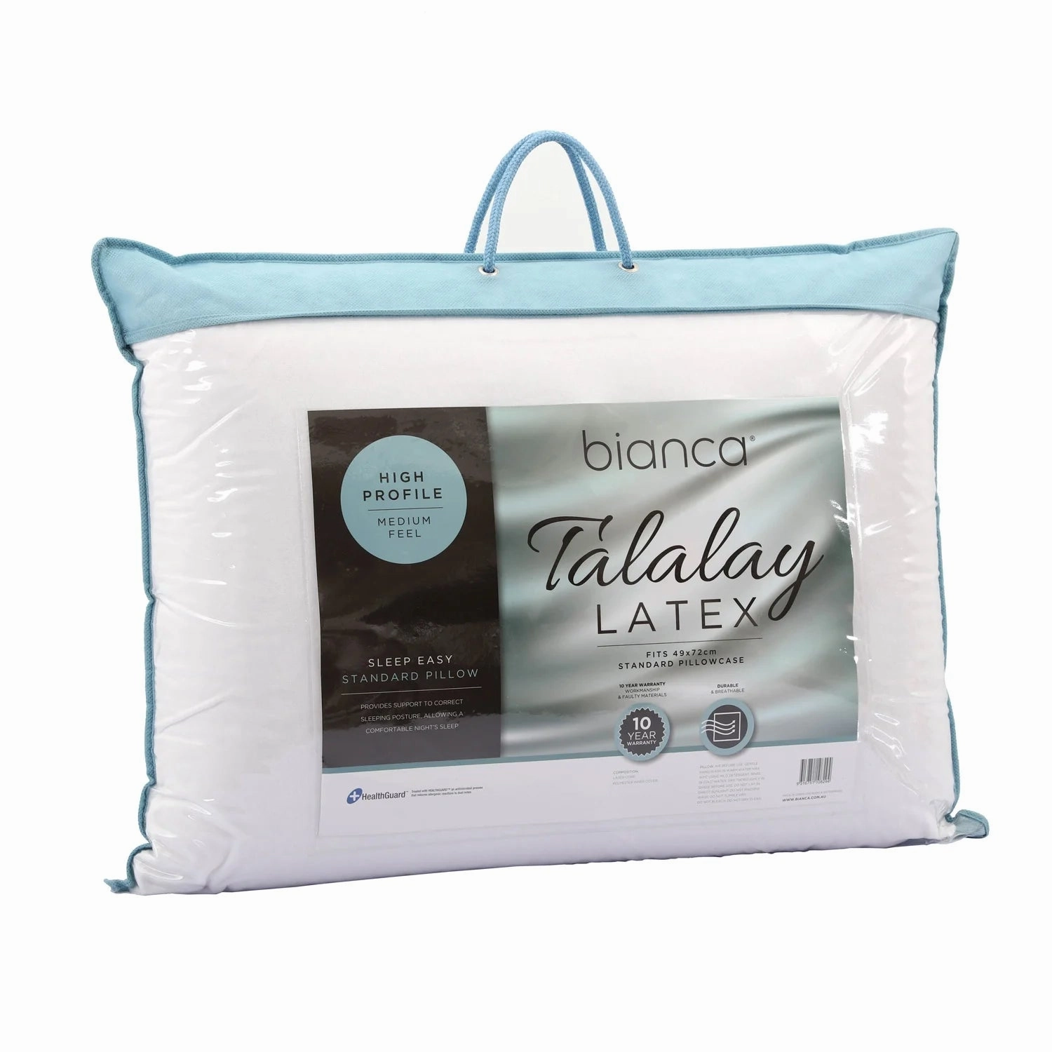 Sleep Easy Talalay Latex Pillow - High Profile- Medium Feel by Bianca