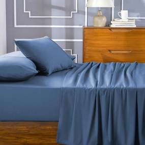 Slumber Plain Easy Care Percale 100% Cotton Saxsony Blue Crisp Bed Sheet with Pillow Case