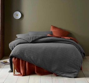 Soho Waffle Quilt Cover Set Range Dark Grey