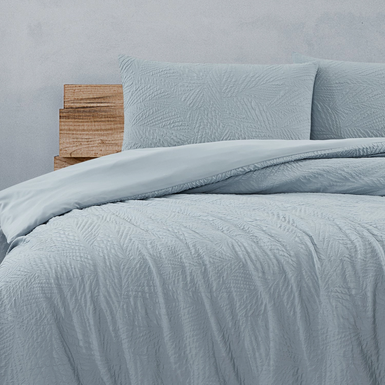 South Coast Pale Blue Embossed Quilt Cover Set by Ardor