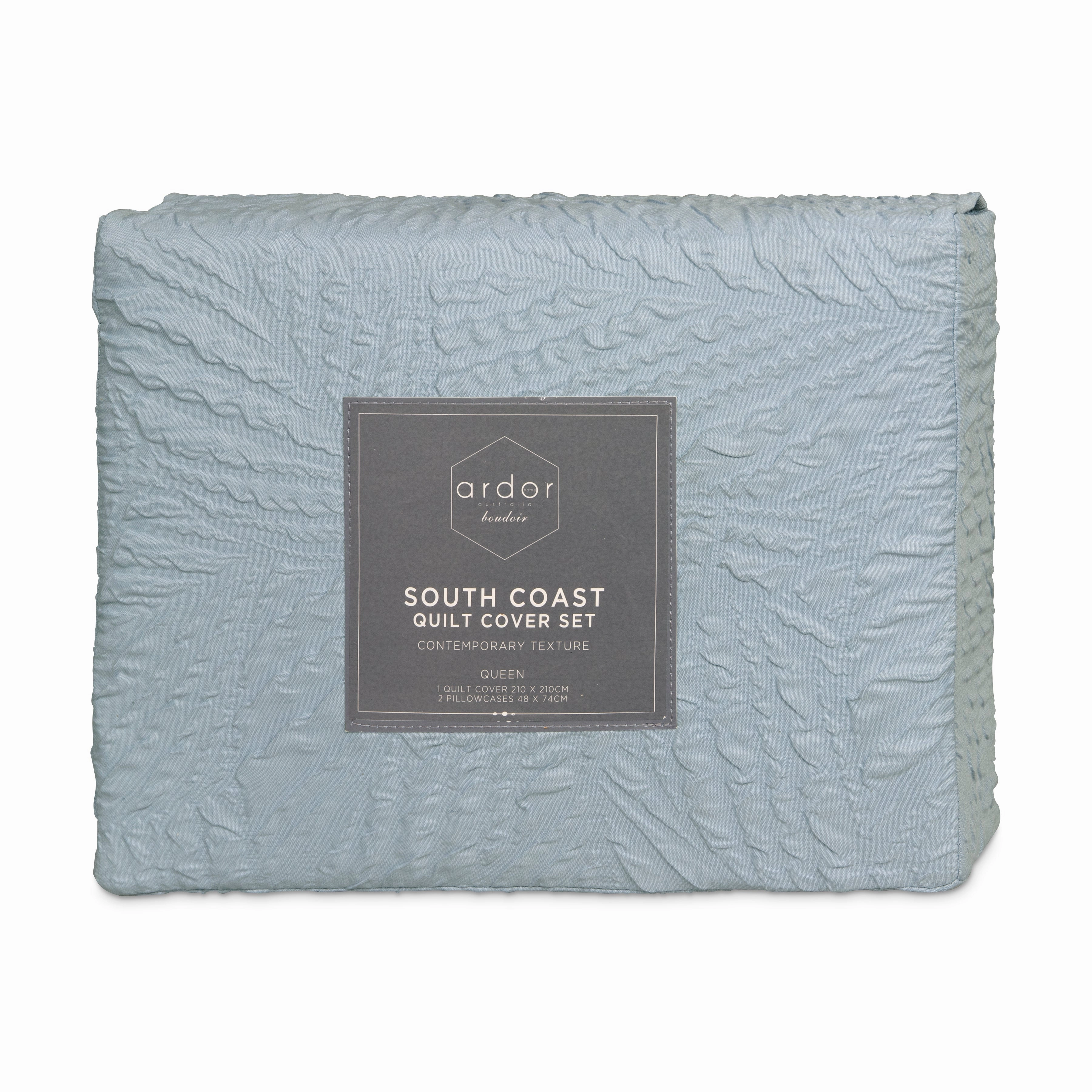 South Coast Pale Blue Embossed Quilt Cover Set by Ardor