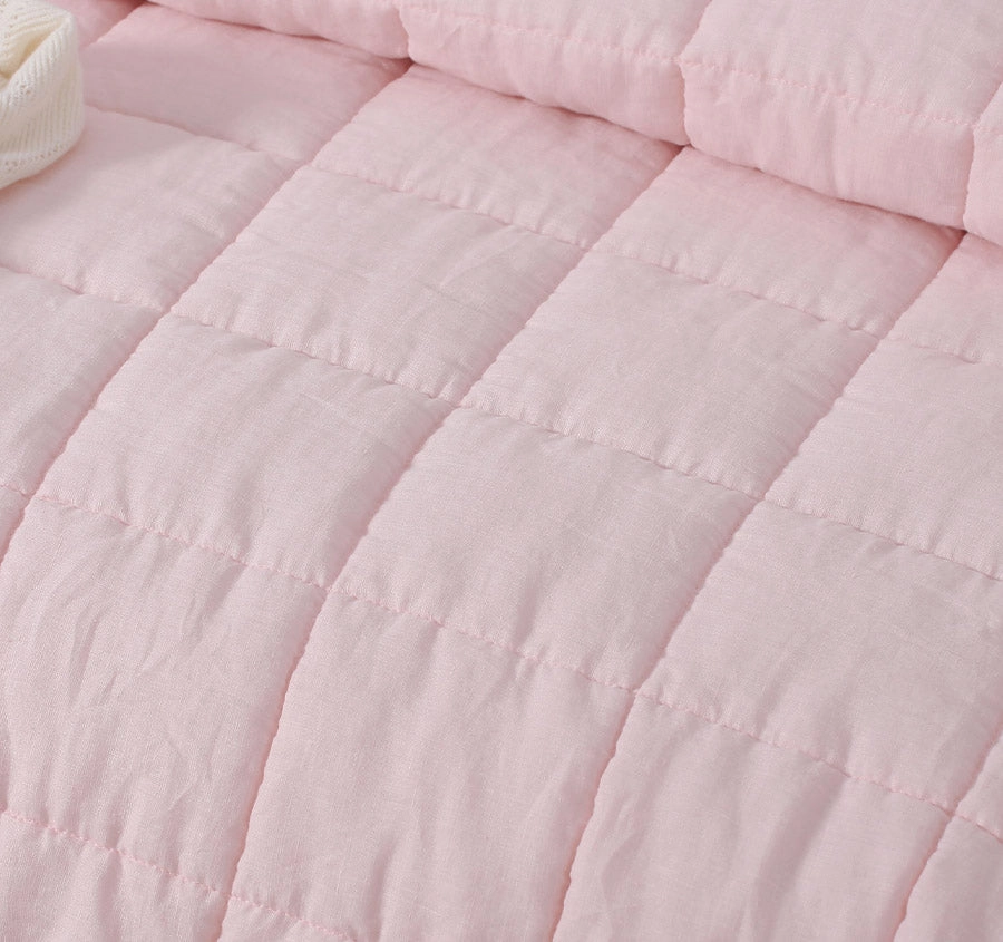 Stonewashed French Linen Coverlet Set Range Blush