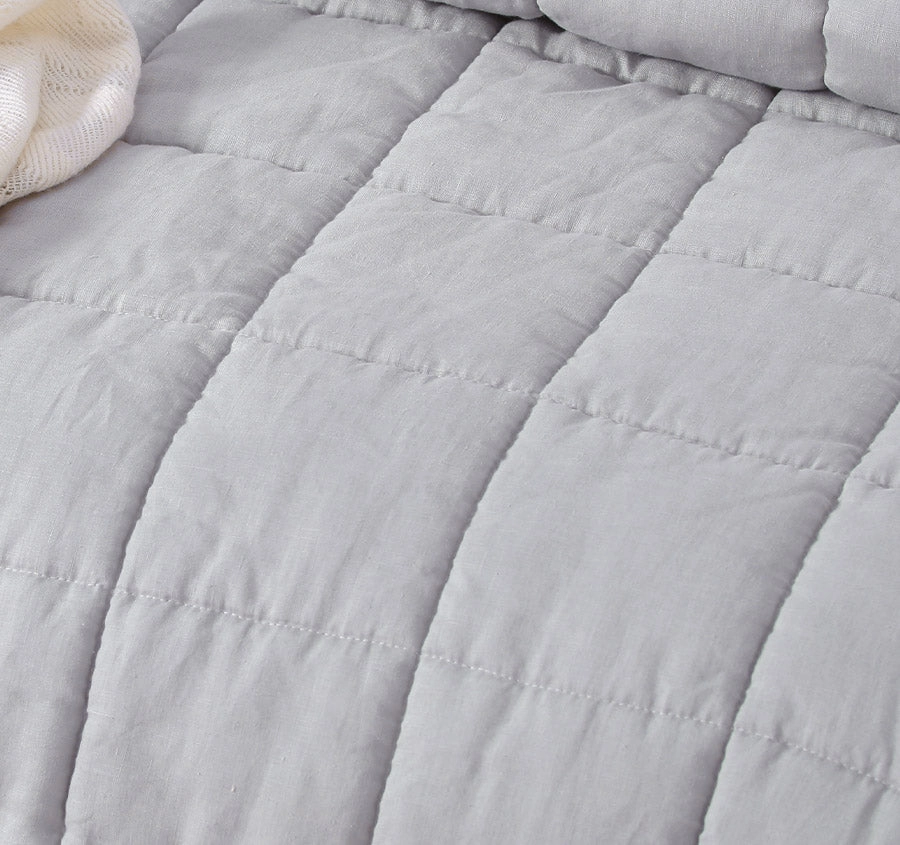 Stonewashed French Linen Coverlet Set Range Dove Grey