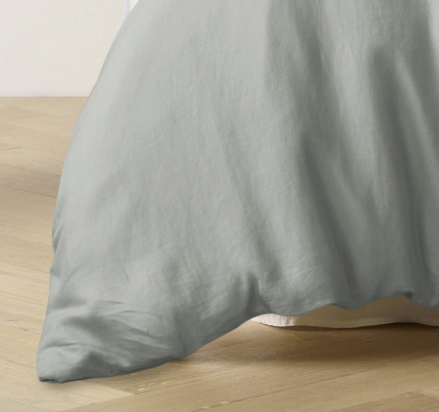 Stonewashed French Linen Quilt Cover Set Range Sage