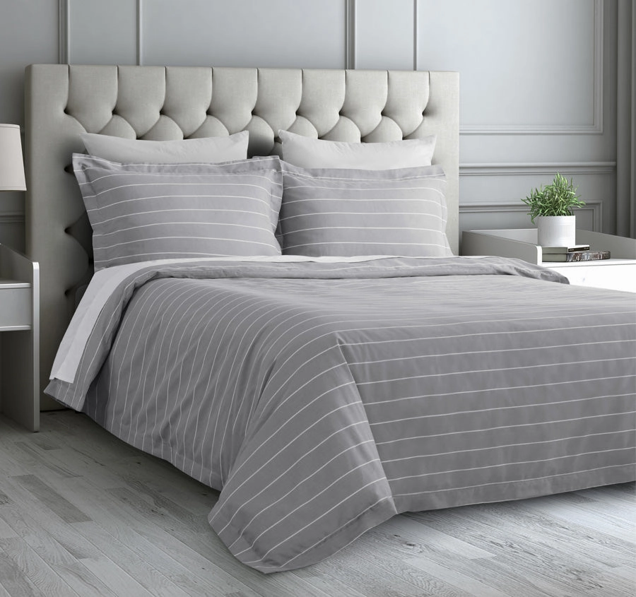 Studio Stripe Quilt Cover Set Range Silver