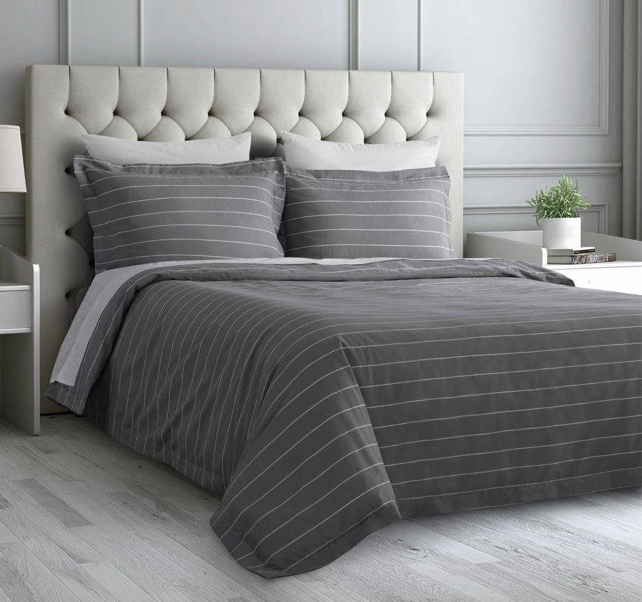 Studio Stripe Quilt Cover Set Range Slate