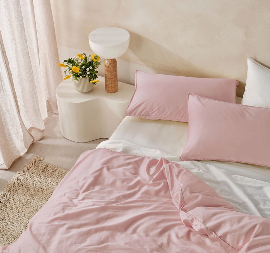 Surf Wash Quilt Cover Set Range Dusty Rose
