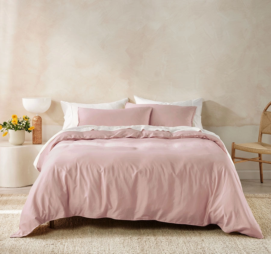 Surf Wash Quilt Cover Set Range Dusty Rose