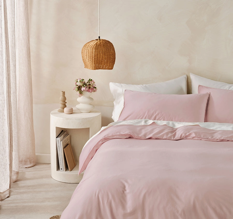 Surf Wash Quilt Cover Set Range Dusty Rose