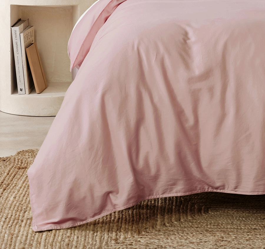Surf Wash Quilt Cover Set Range Dusty Rose