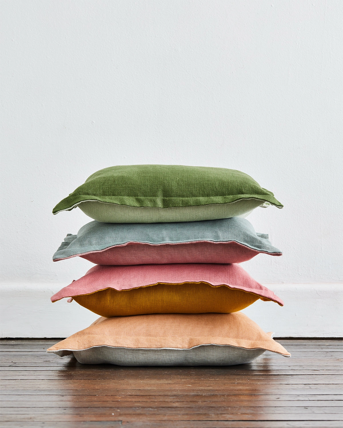 Terracotta & Oatmeal 100% French Flax Linen Cushion Cover