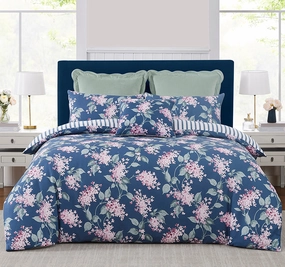 Trailing Vintage Blossom Quilt Cover Set Range Midnight Blue