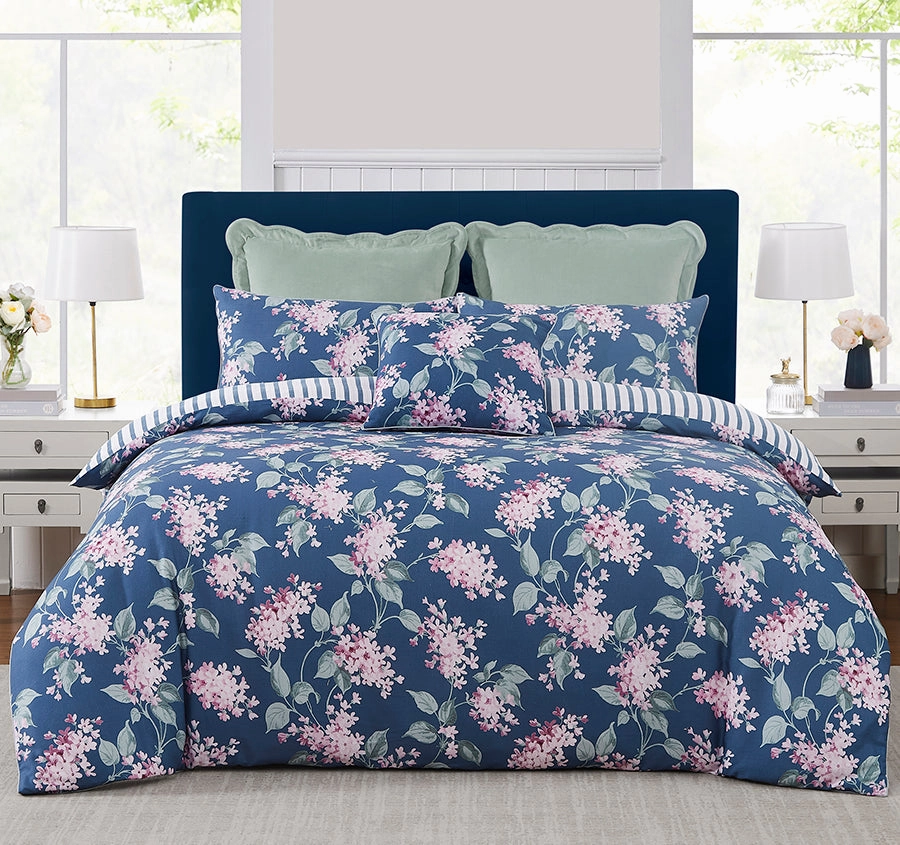 Trailing Vintage Blossom Quilt Cover Set Range Midnight Blue