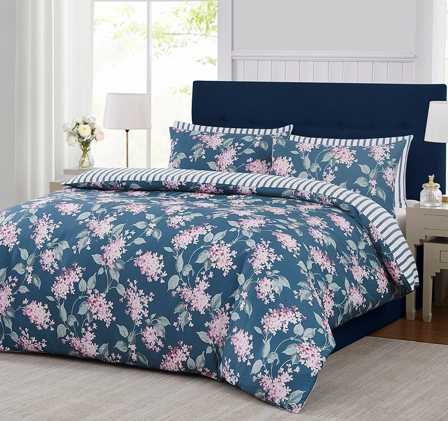 Trailing Vintage Blossom Quilt Cover Set Range Midnight Blue