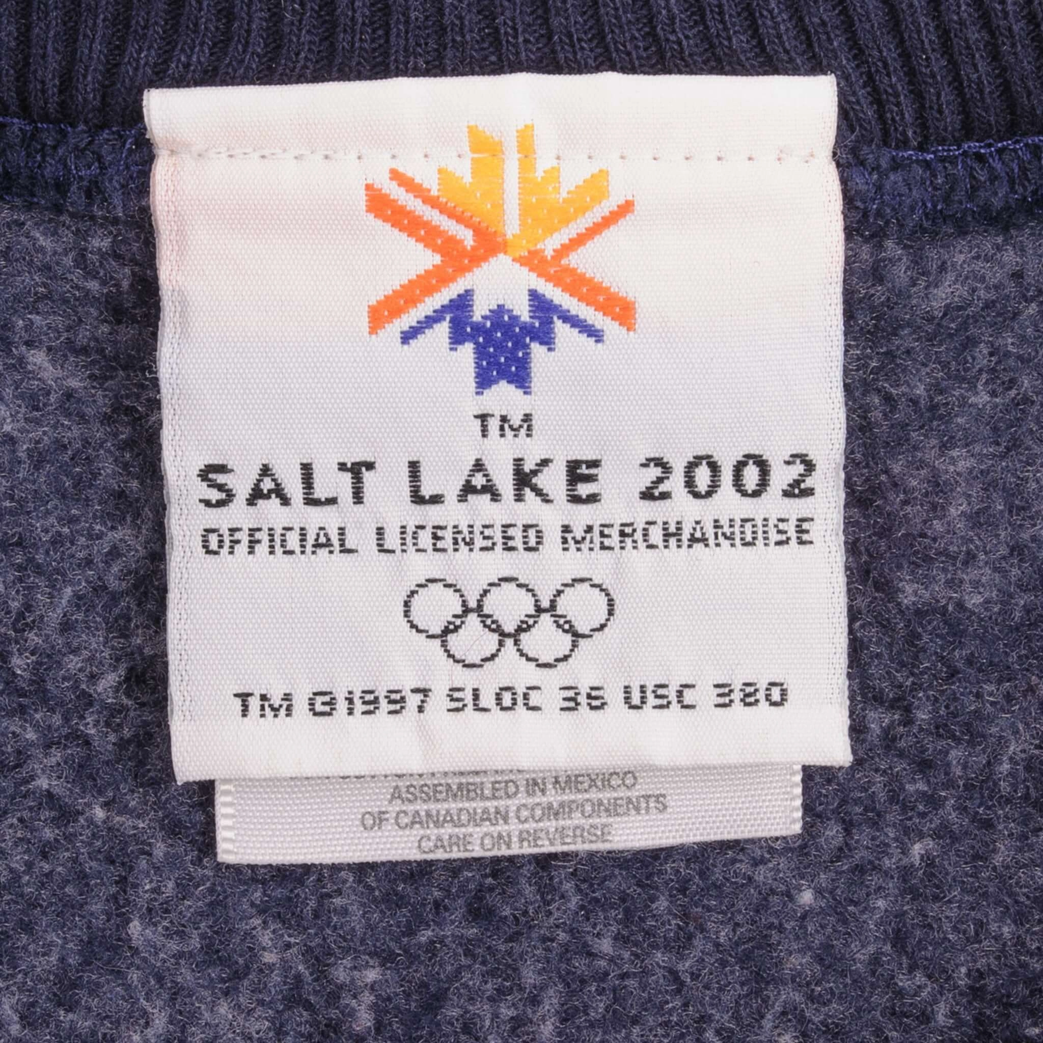 VINTAGE SALT LAKE CITY WINTER OLYMPICS 2002 EMBROIDERED SWEATSHIRT SIZE XL