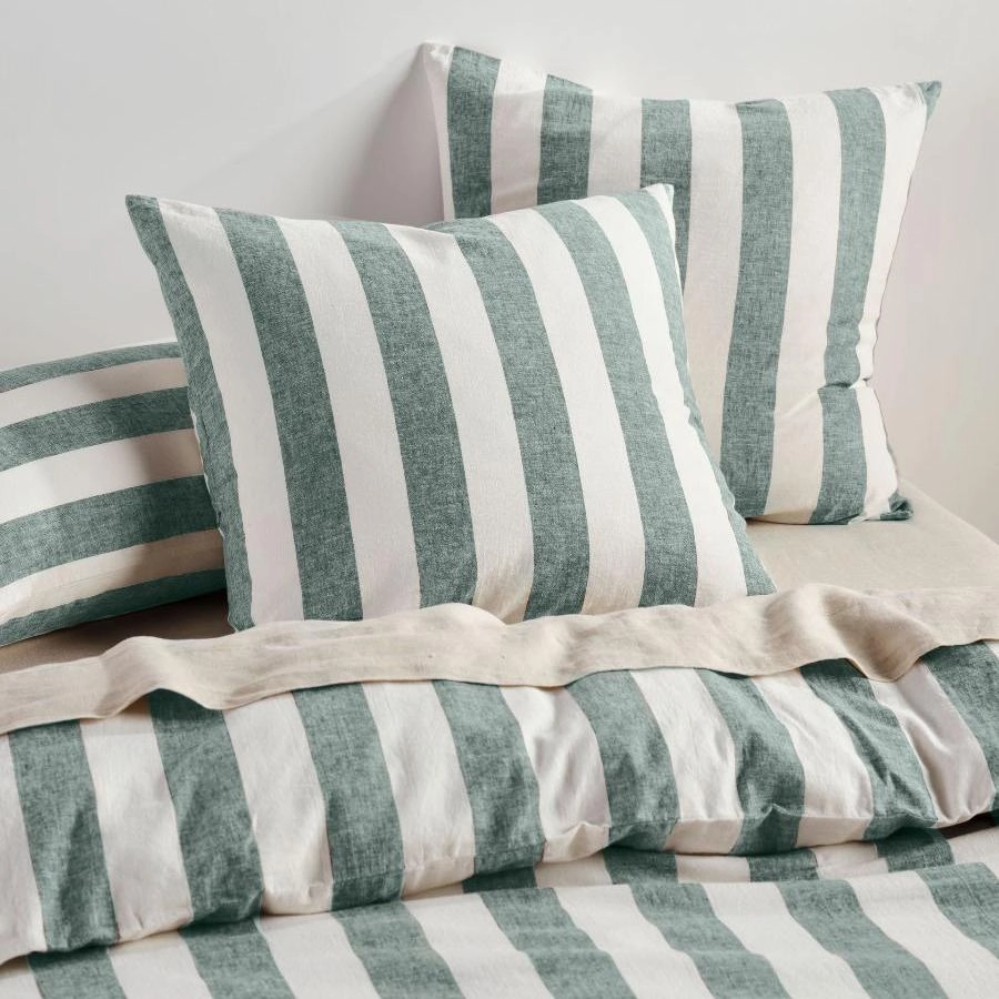 Vintage Stripe Denim European Pillowcase by Linen House