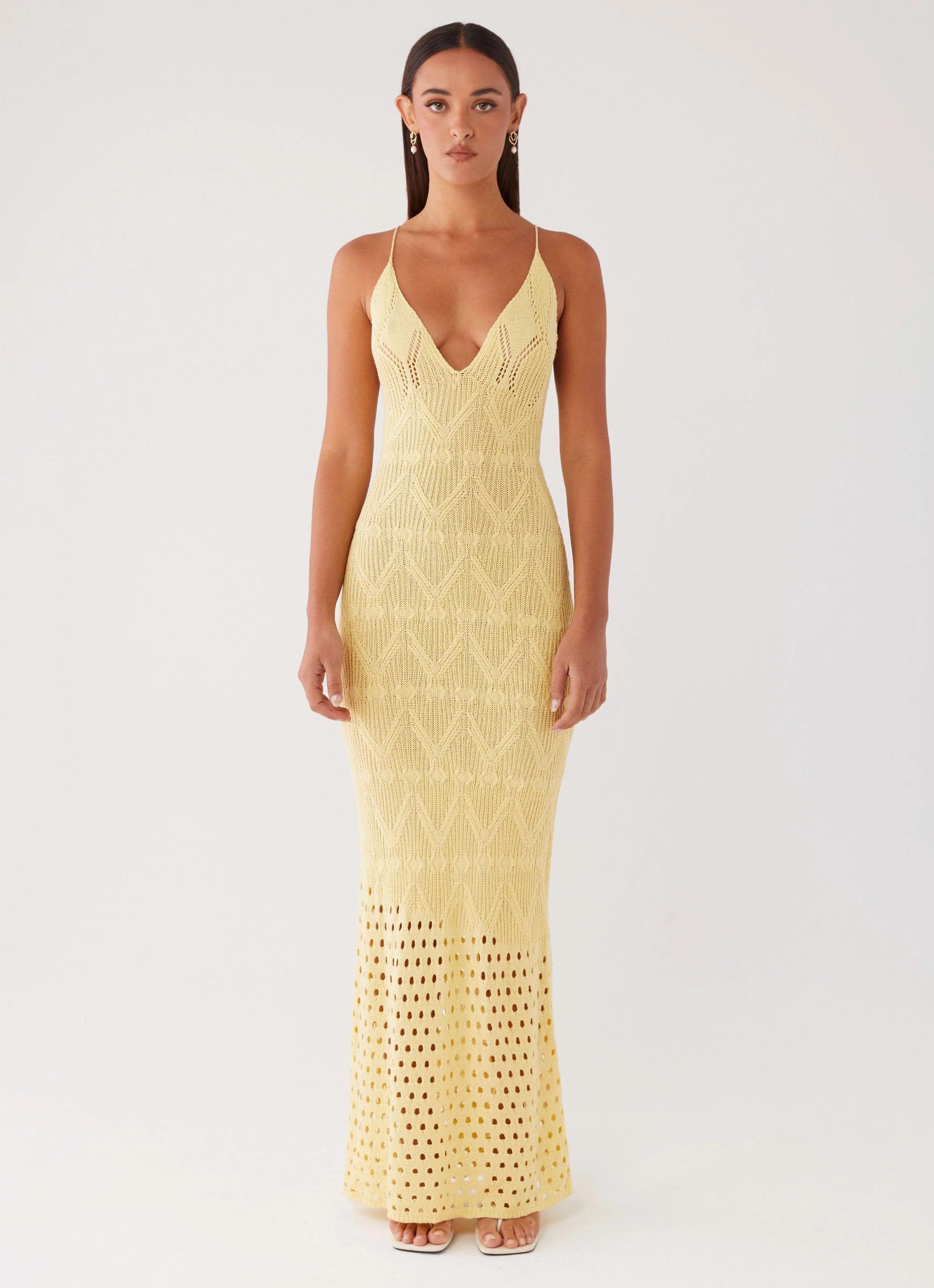 Vivid Dreams Crochet Maxi Dress - Yellow