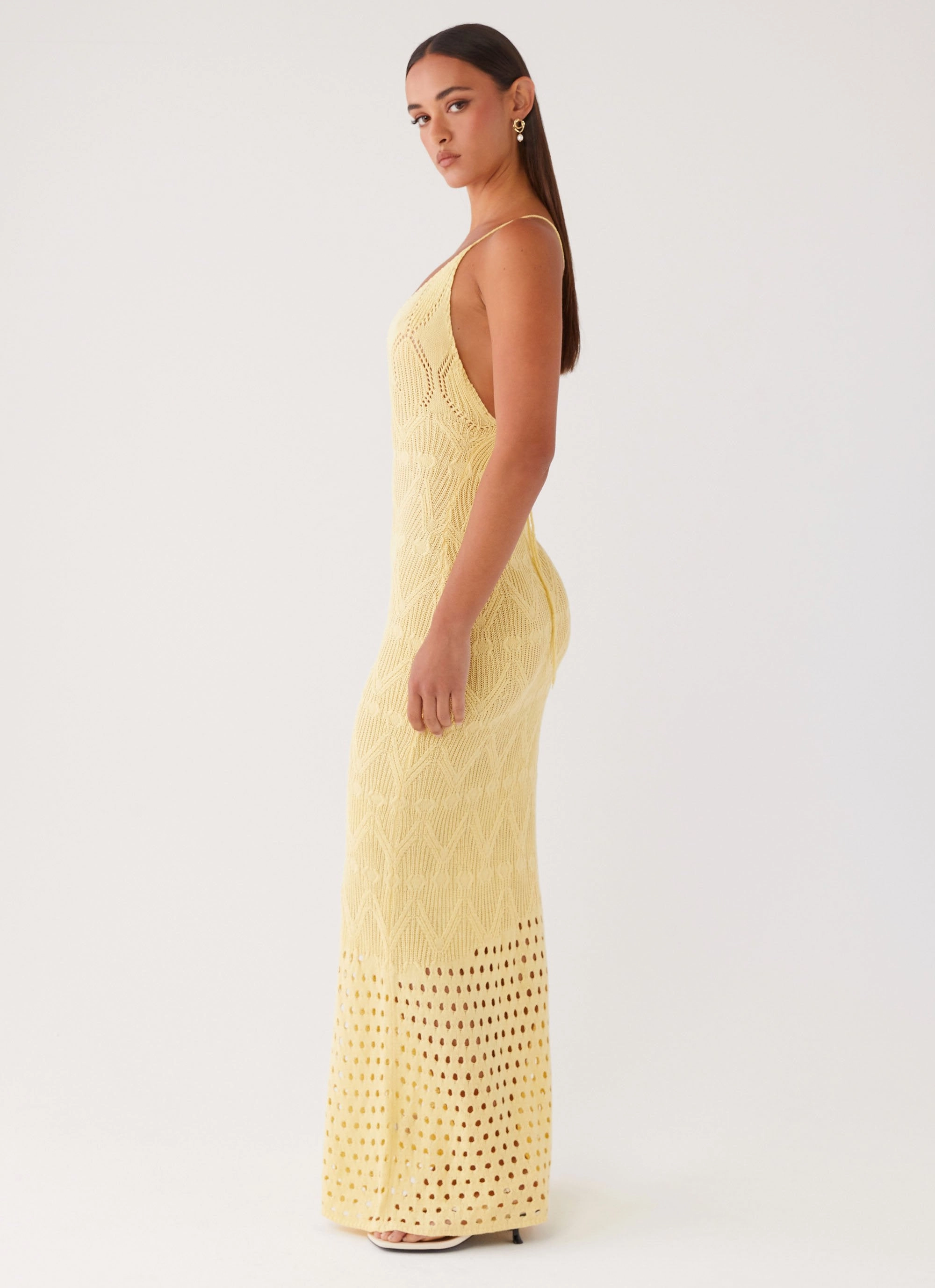 Vivid Dreams Crochet Maxi Dress - Yellow