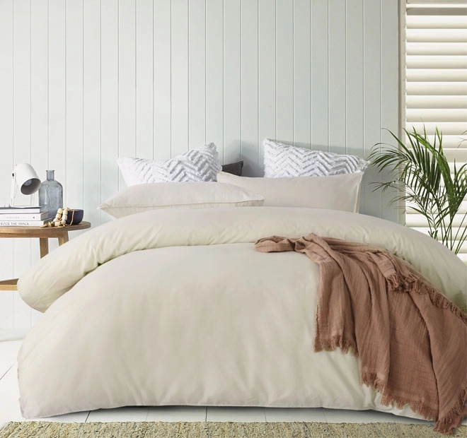 Washed Cotton Quilt Cover Set Range Sand