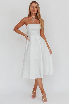 WHITE JACQUARD  MIDI