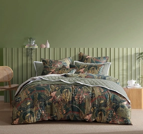Zawadi Quilt Cover Set Range Green